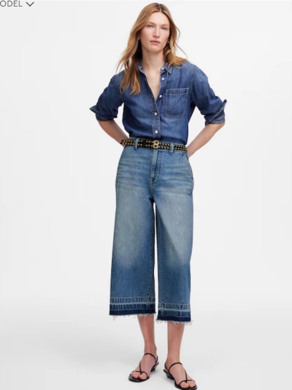 Madewell Denim Culottes size 27 NWT Distressed blue